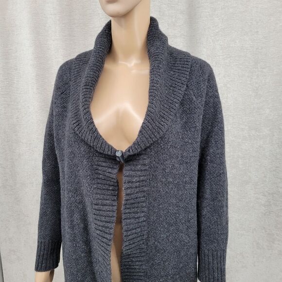 Catherine Malandrino Wool Cashmere Sweater Longline Cardigan Duster Charcoal - Picture 5 of 15